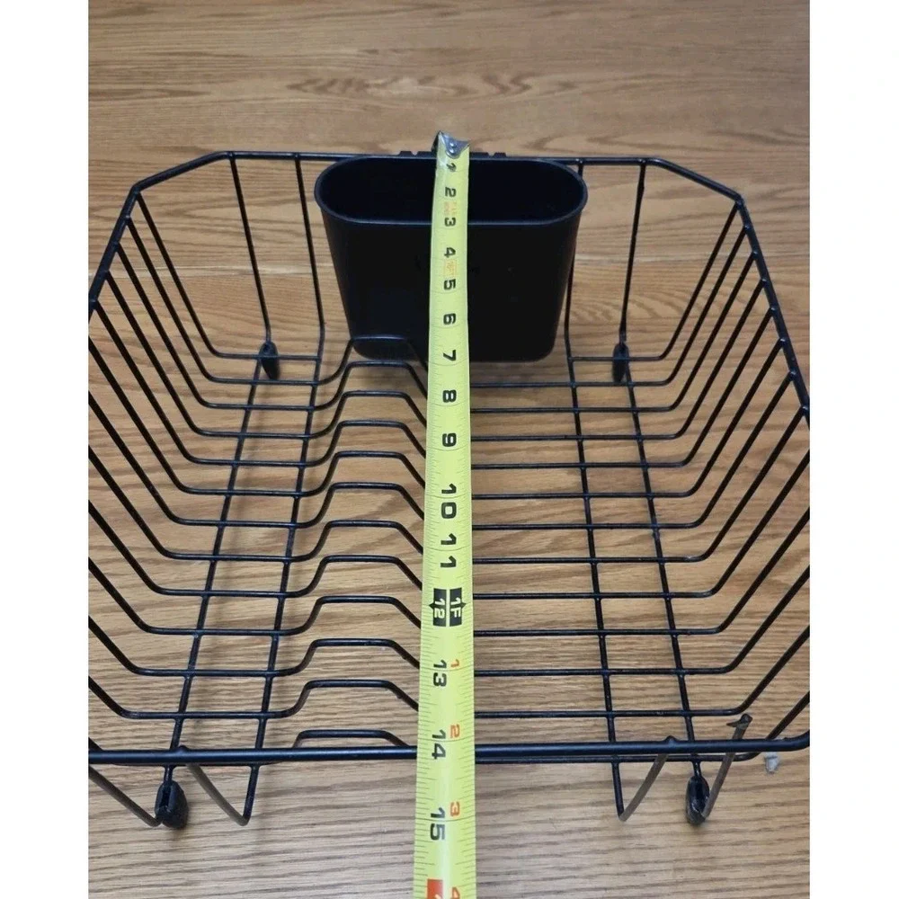 Vintage Black Rubbermaid Dish Drainer Drying Rack Coated Wire With Utensil Cup